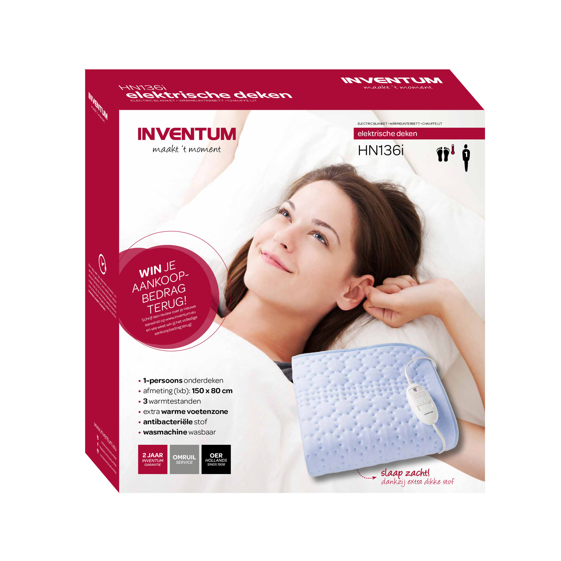 Maak een bed Ruilhandel kan zijn 1 persoons Inventum deken met extra warme voetenzone HN136i