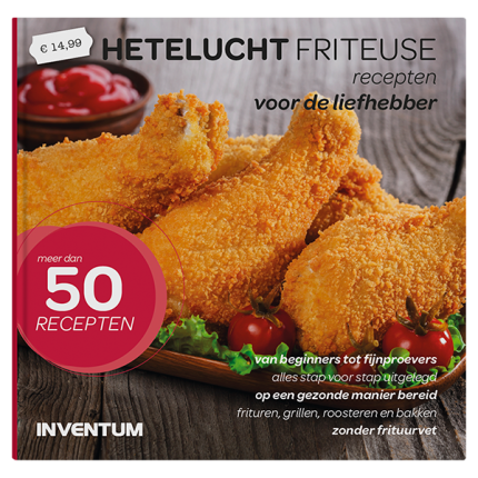 Cover van het Inventum heteluchtfriteuse receptenboekje - met ruim 50 recepten voor de airfryer